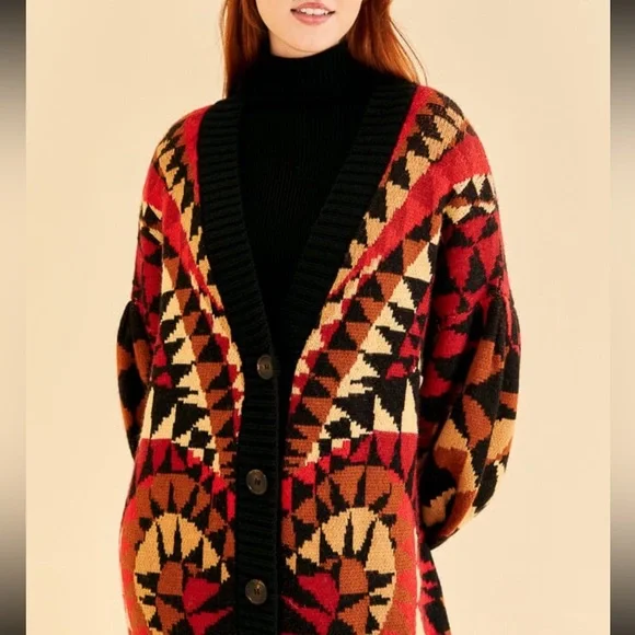 🌺🎉HP🎉🌺 NWT Farm Rio Heart Deco Maxi Knit Cardigan - Picture 5 of 15